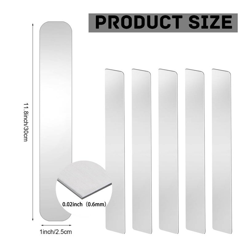 LINXIU Metal Strips Stainless Steel Finishing Sheet Metal Gap Filler Trim Strip 12"x 1"x 0.02" Metal Shim Stock for DIY Craft Kitchen Stovetop 5 Pcs - Image 2